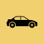 Minimalist car symbol, yellow square