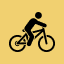 Cyclist icon on yellow background