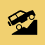 Car climbing steep hill icon