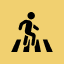 Pedestrian crossing sign on yellow background