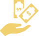 Hand holding dollar bills icon