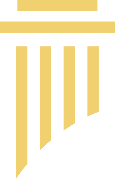 Yellow geometric bars on a green background forming a descending pattern.